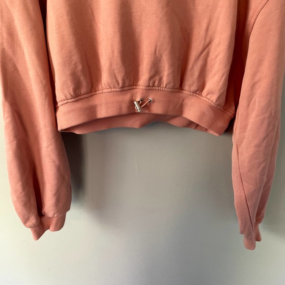 FOR LOVE & LEMONS Josie Cropped Sweatshirt in Coral Pink EUC SZ XL - Picture 4 of 16